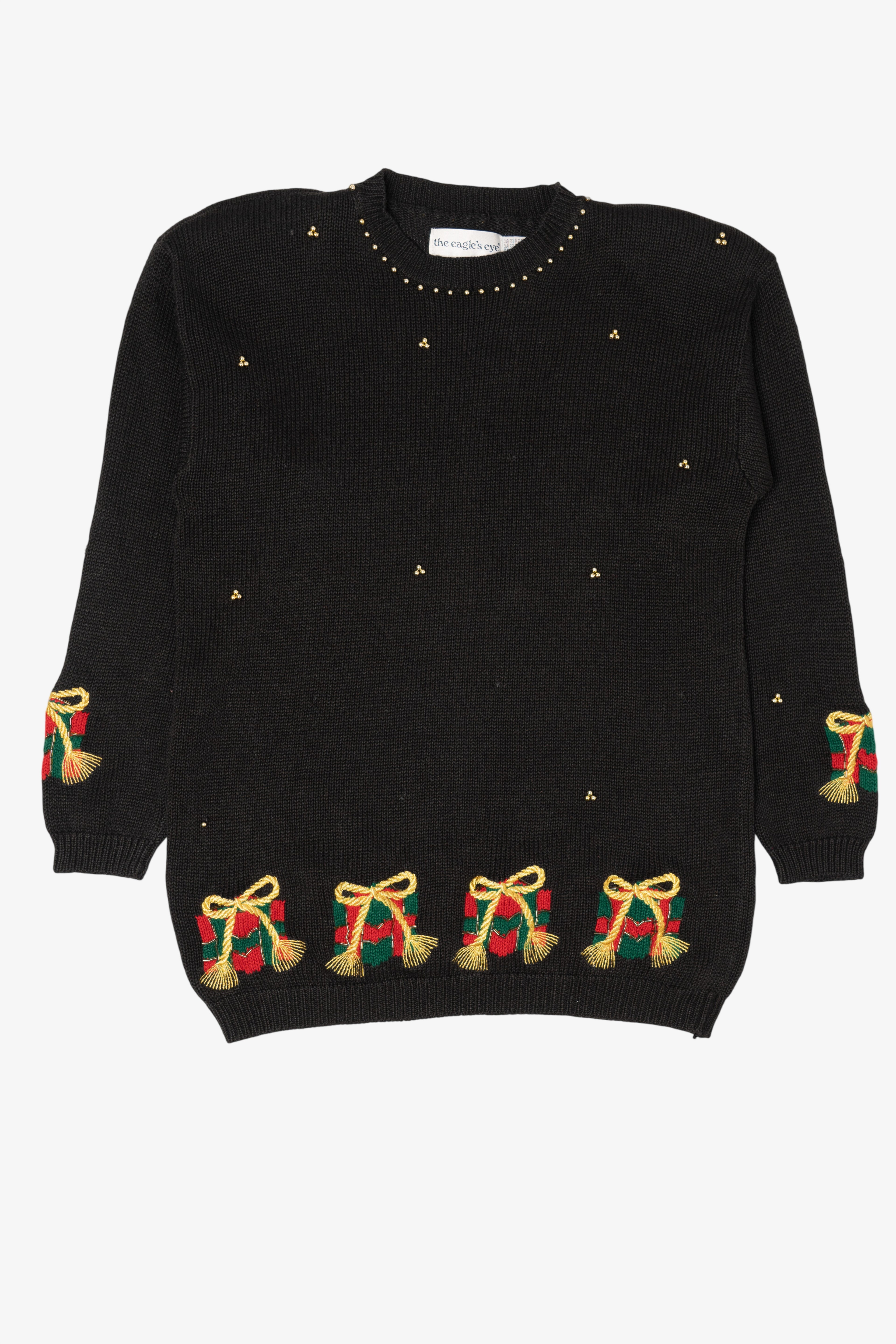Vintage Black Eagle's Eye Presents Ugly Christmas Pullover (1990s)
