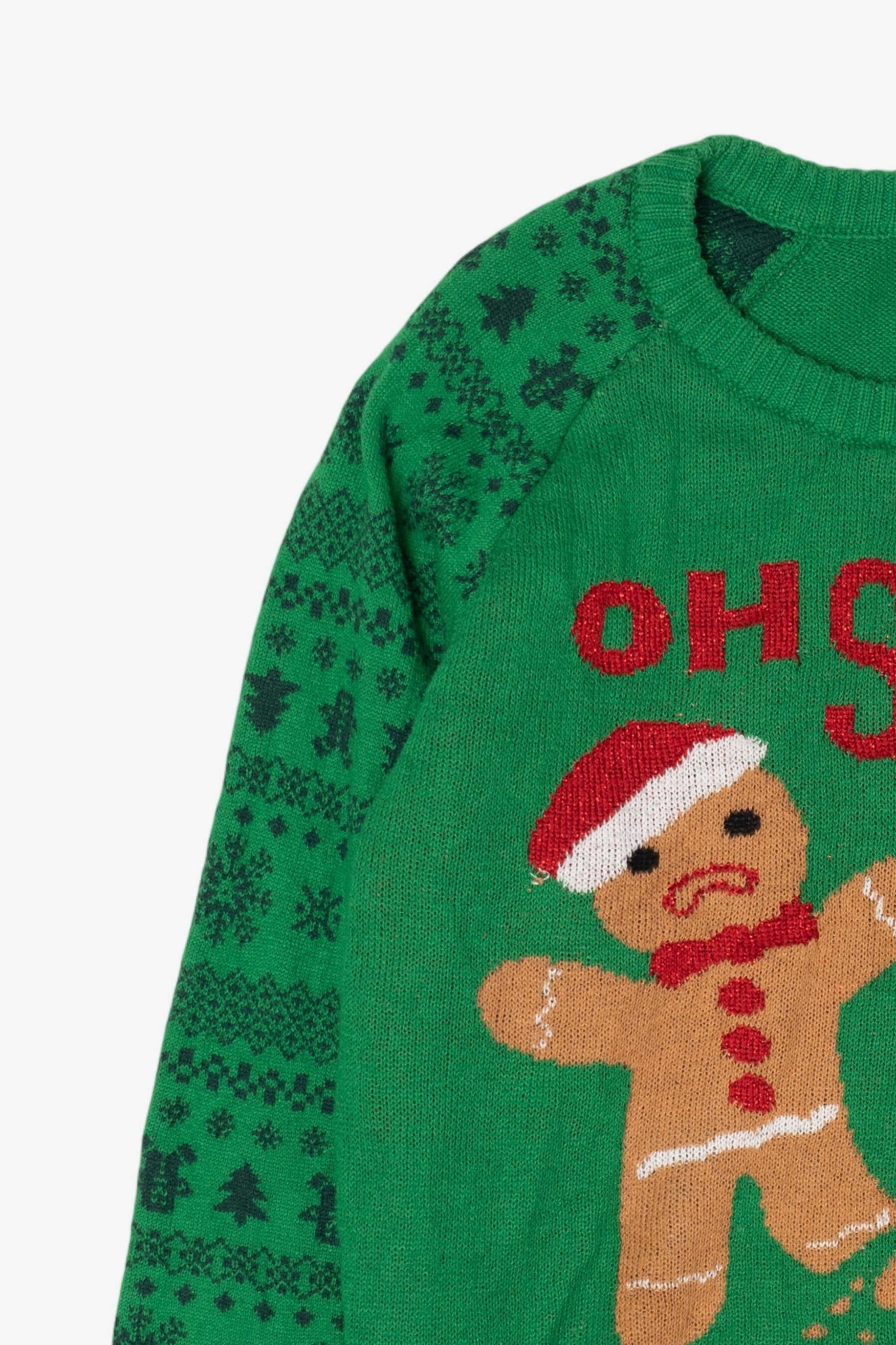 Green "Oh Snap!" Gingerbread Ugly Christmas Pullover (2010s)