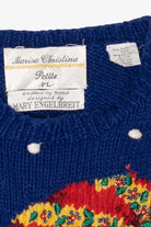 Vintage Hand Knit Blue Marisa Christina Snowmen Ugly Christmas Pullover (1990s)