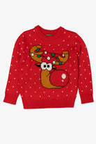 Kids Red TStars Reindeer Ugly Christmas Pullover (2020s)