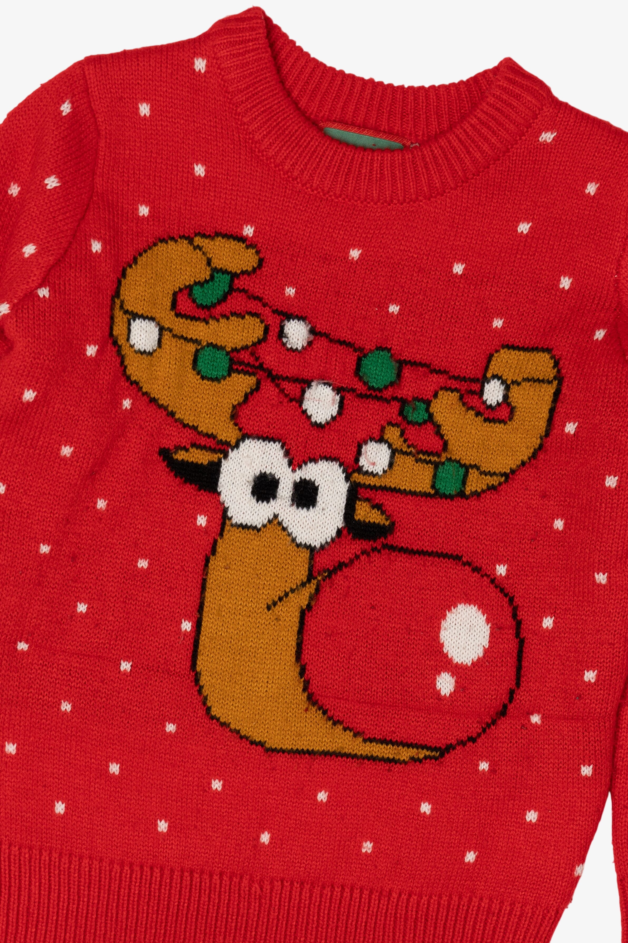Kids Red TStars Reindeer Ugly Christmas Pullover (2020s)
