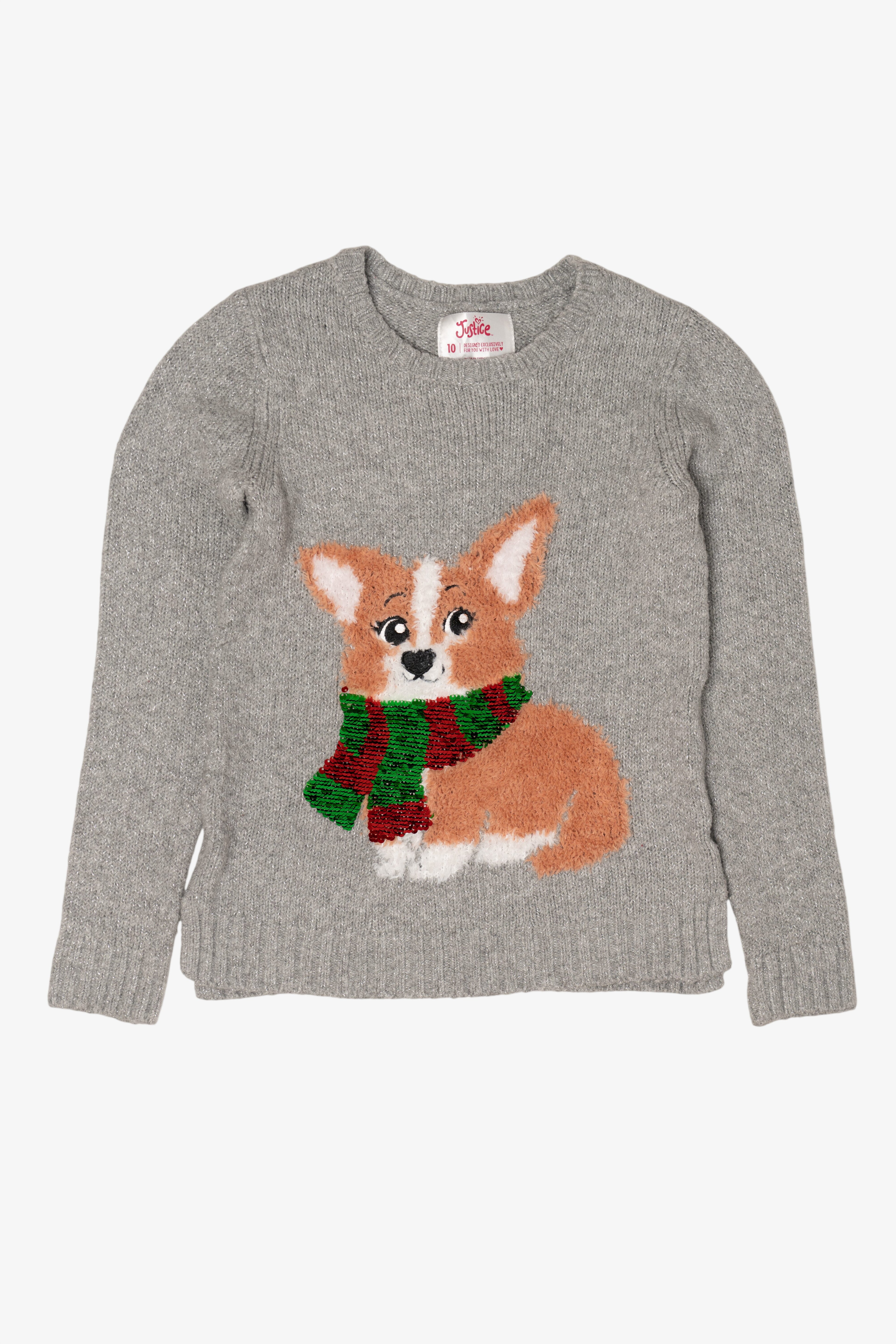 Kids Gray Justice Dogs Ugly Christmas Pullover (2010s)