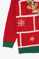 Kids Red Holiday Time Reindeer Ugly Christmas Pullover (2010s)
