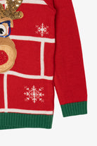 Kids Red Holiday Time Reindeer Ugly Christmas Pullover (2010s)