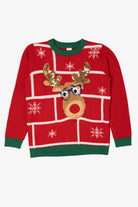Kids Red Holiday Time Reindeer Ugly Christmas Pullover (2010s)