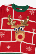 Kids Red Holiday Time Reindeer Ugly Christmas Pullover (2010s)