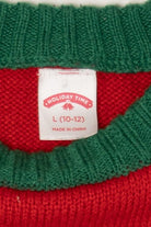Kids Red Holiday Time Reindeer Ugly Christmas Pullover (2010s)