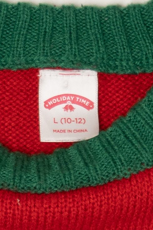 Kids Red Holiday Time Reindeer Ugly Christmas Pullover (2010s)