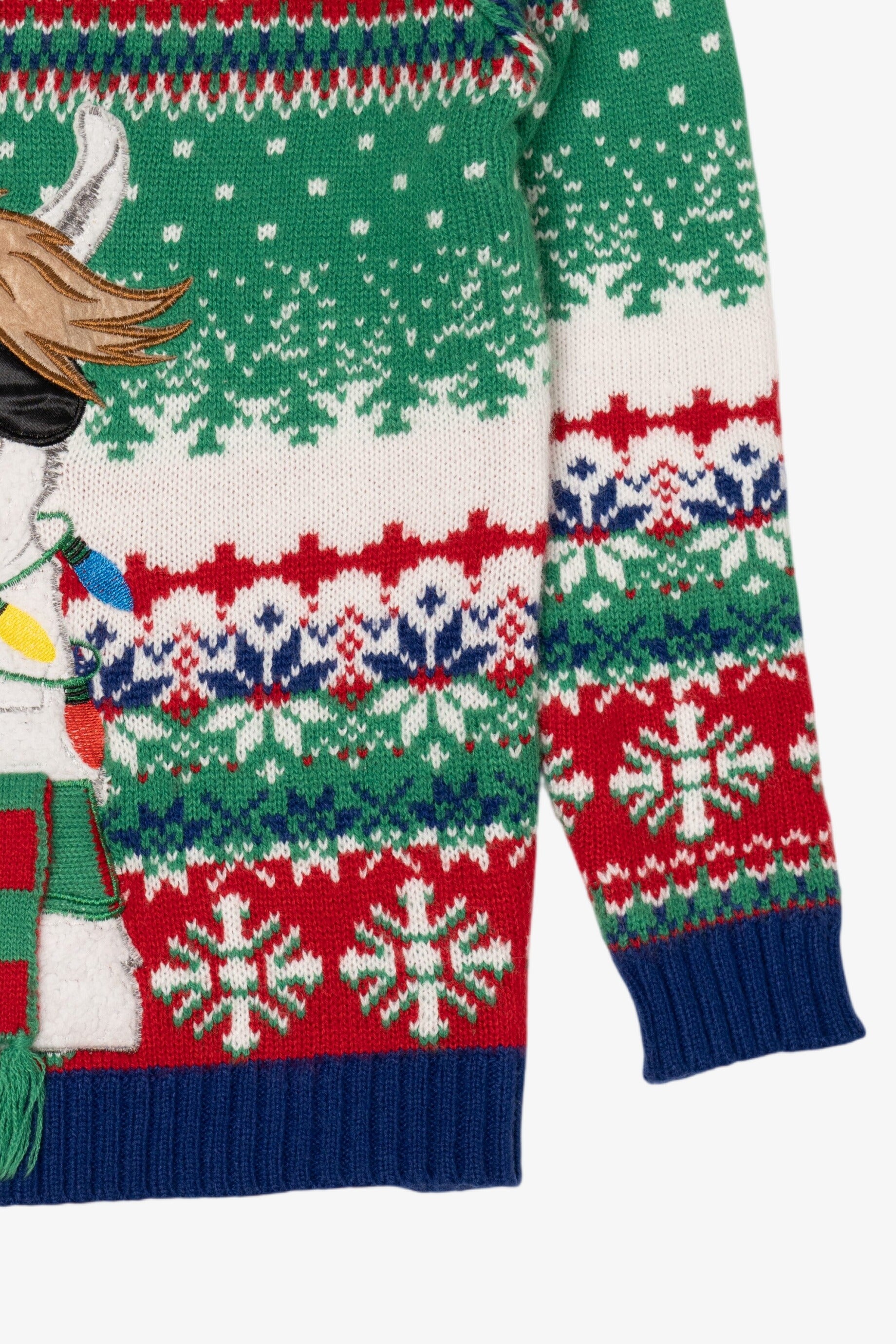 Kids Green 33 Degrees Llama Ugly Christmas Pullover (2010s)