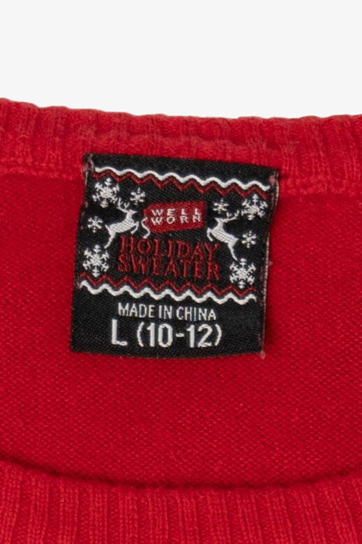 Kids Red Holiday Sweater Elf Christmas Pullover (2010s)