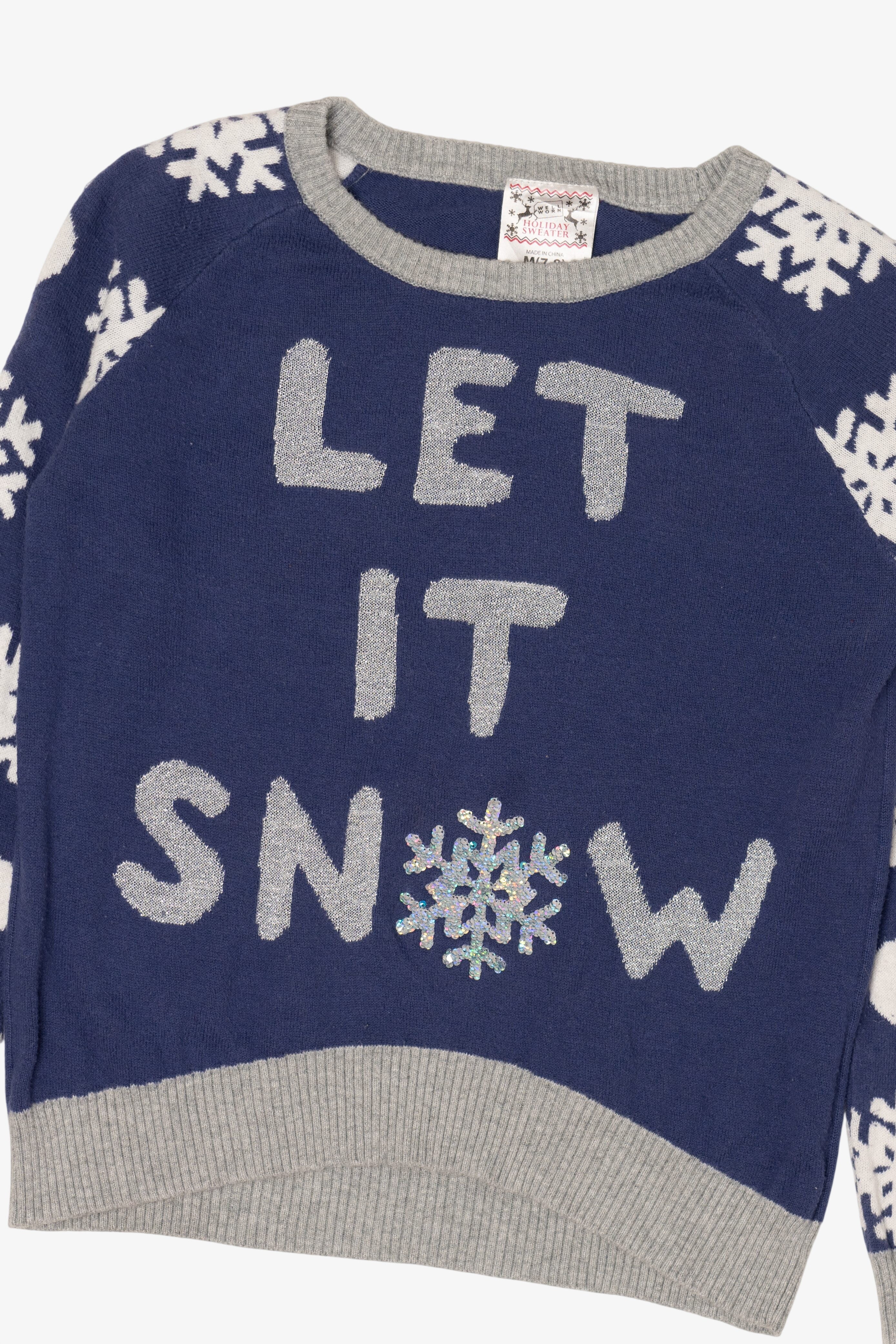 Kids "Let It Snow" Snowflakes Christmas Pullover (2020s)