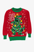 Kids Red Dinosaur "Tree Rex" Ugly Christmas Pullover (2010s)