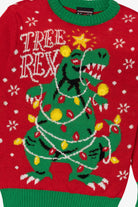 Kids Red Dinosaur "Tree Rex" Ugly Christmas Pullover (2010s)
