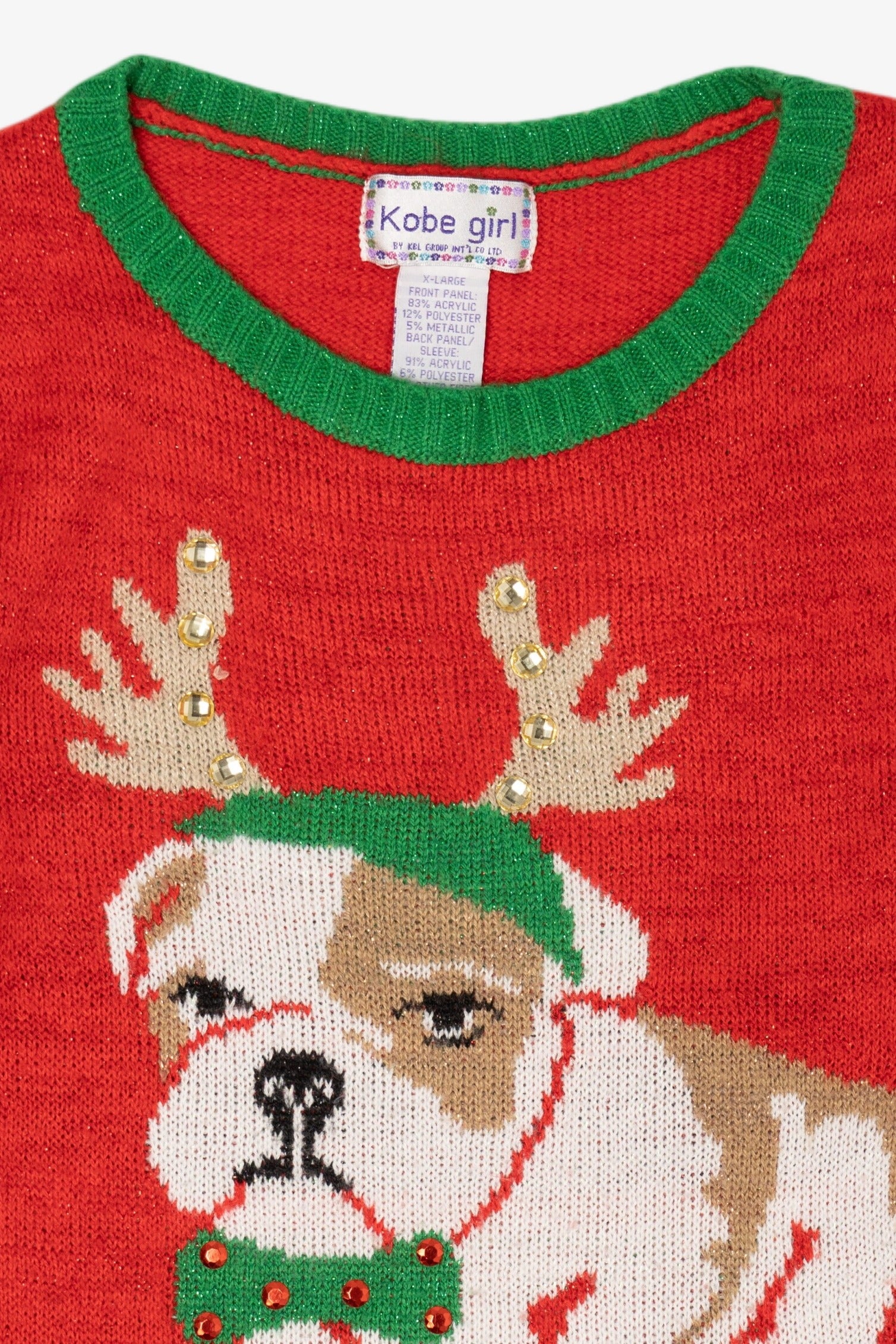 Kids Kobe Girl Bulldog Ugly Christmas Pullover (2010s)
