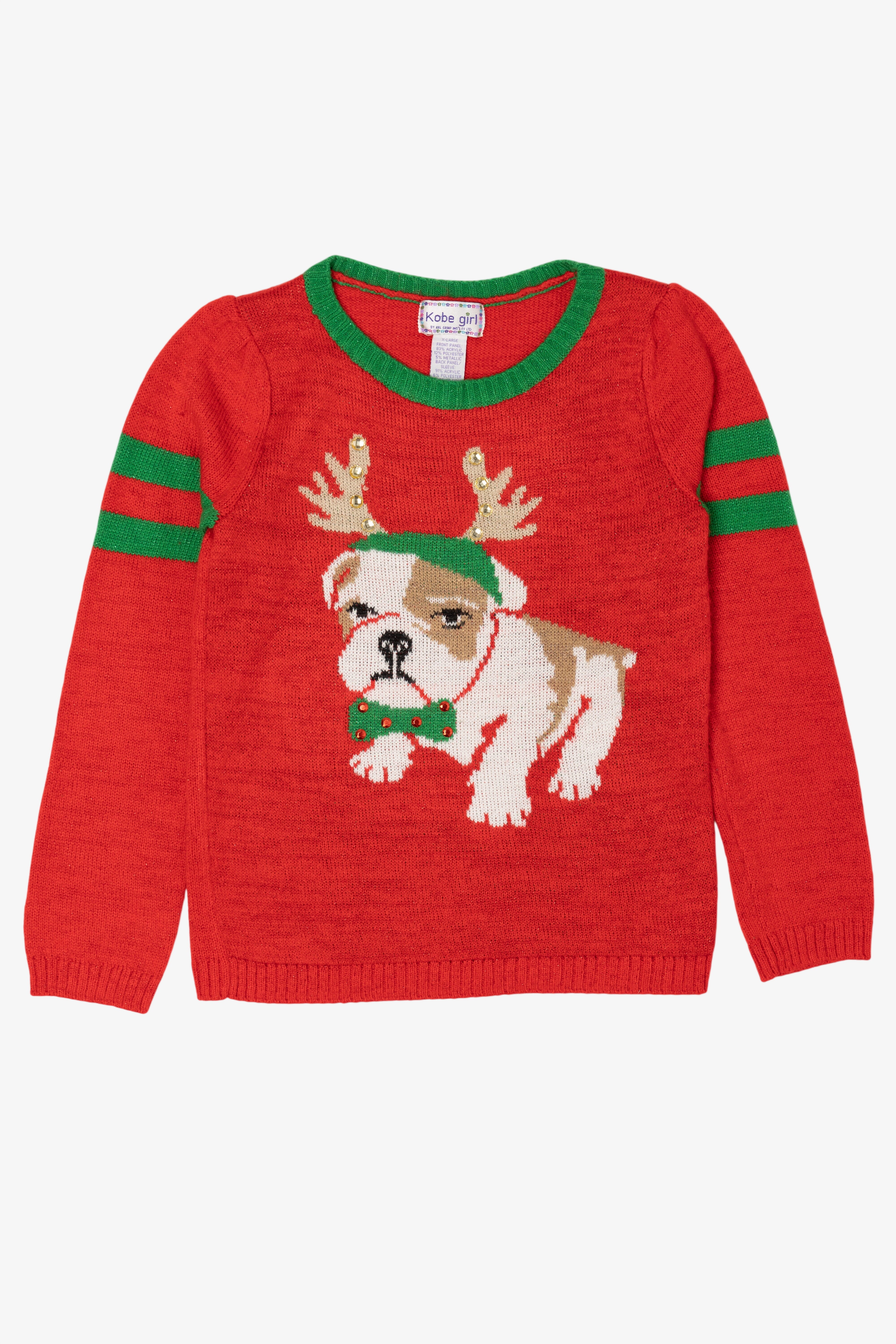 Kids Kobe Girl Bulldog Ugly Christmas Pullover (2010s)