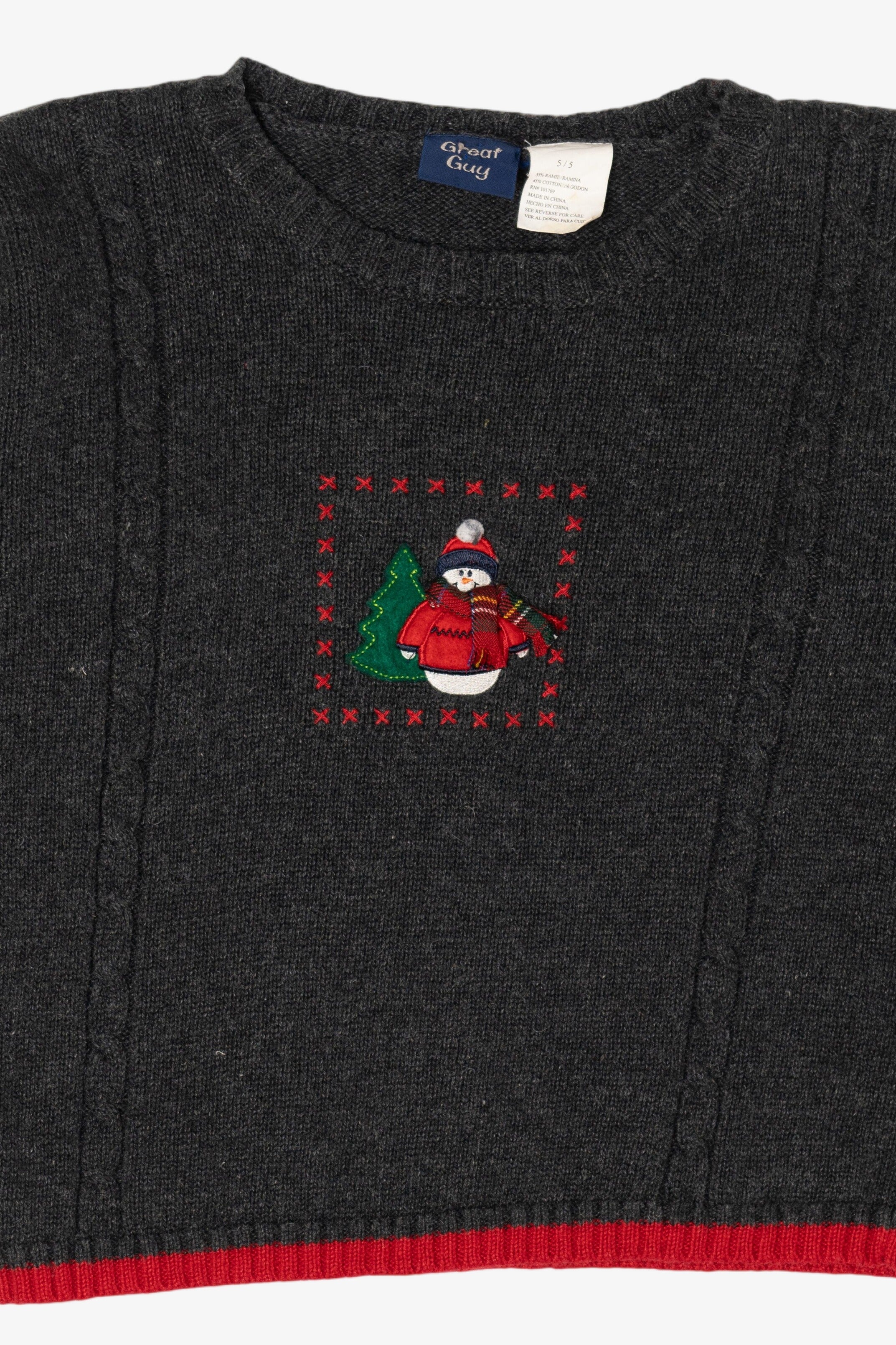 Vintage Kids Dark Gray Great Guy Snowmen Ugly Christmas Sweater (2000s)