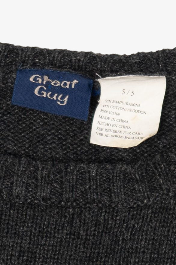 Vintage Kids Dark Gray Great Guy Snowmen Ugly Christmas Sweater (2000s)