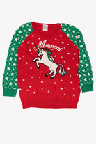 Kids Red Holiday Sweater "Magical" Unicorn Ugly Christmas Pullover (2010s)