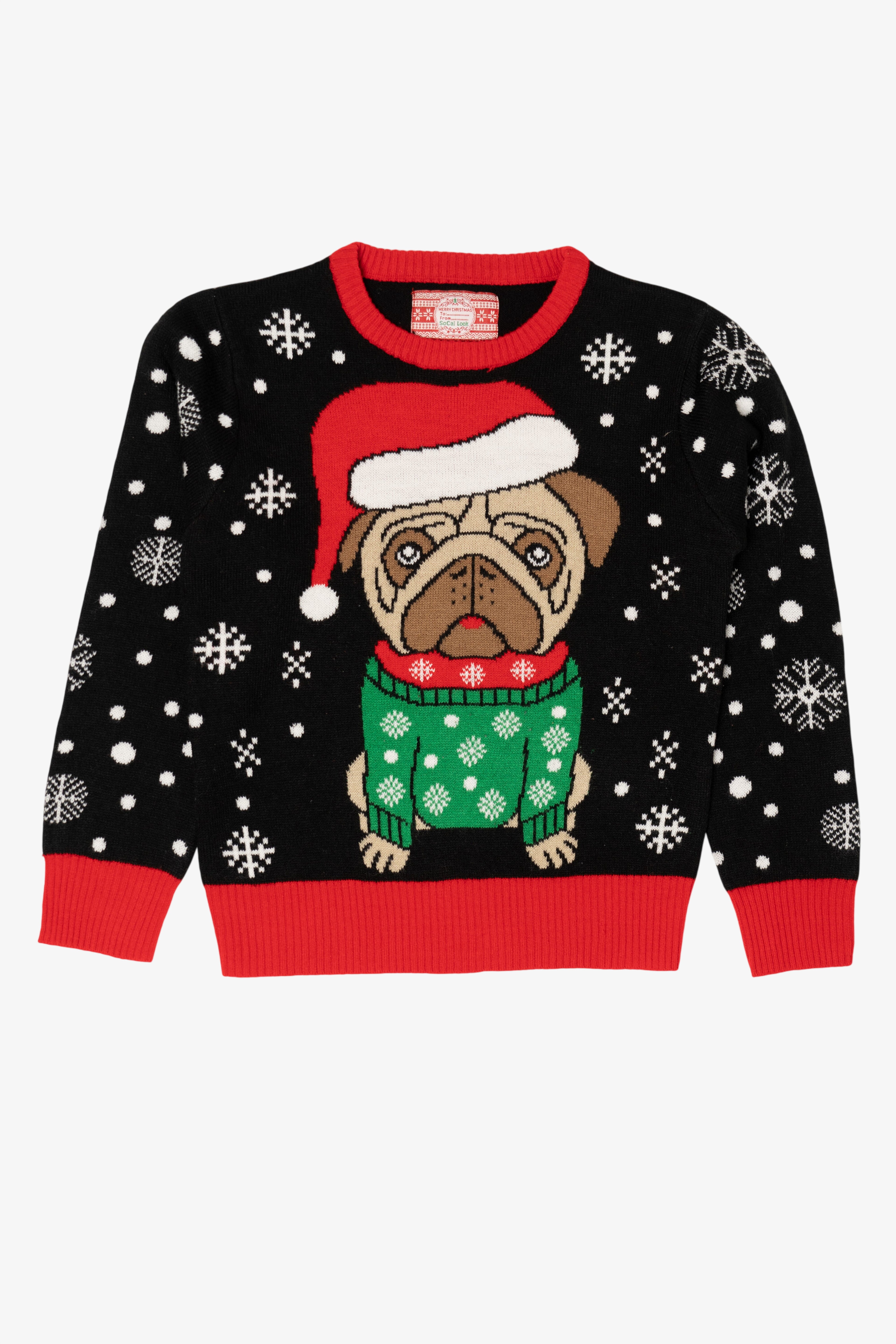 Kids Santa Pug Dog Ugly Christmas Pullover (2010s)