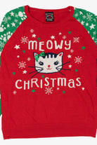 Kids Red "Meowy Christmas" Cats Ugly Christmas Pullover (2010s)