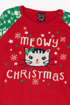 Kids Red "Meowy Christmas" Cats Ugly Christmas Pullover (2010s)