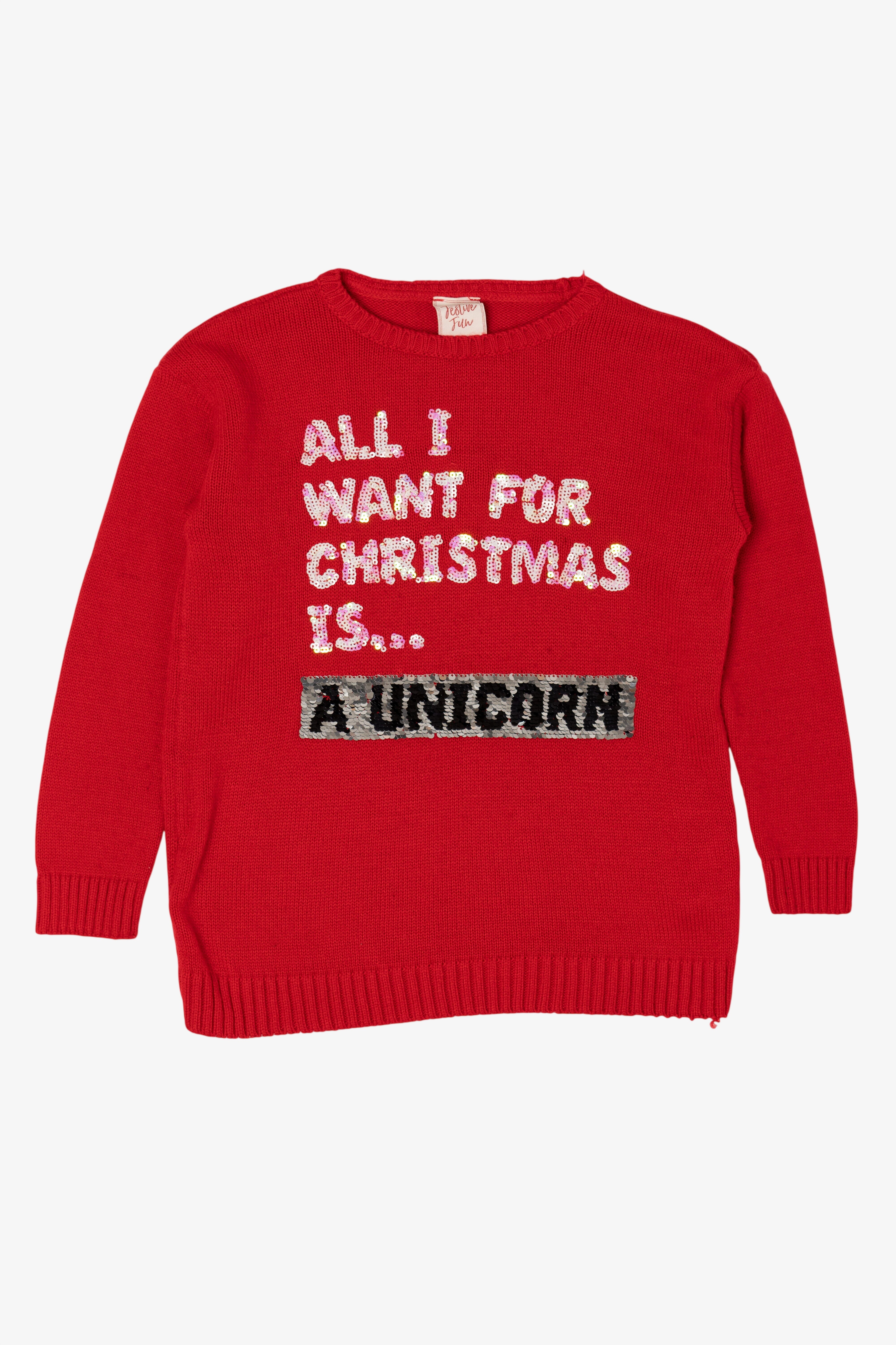 Kids Red "All I Want For Christmas Is..." Ugly Christmas Pullover (2020s)