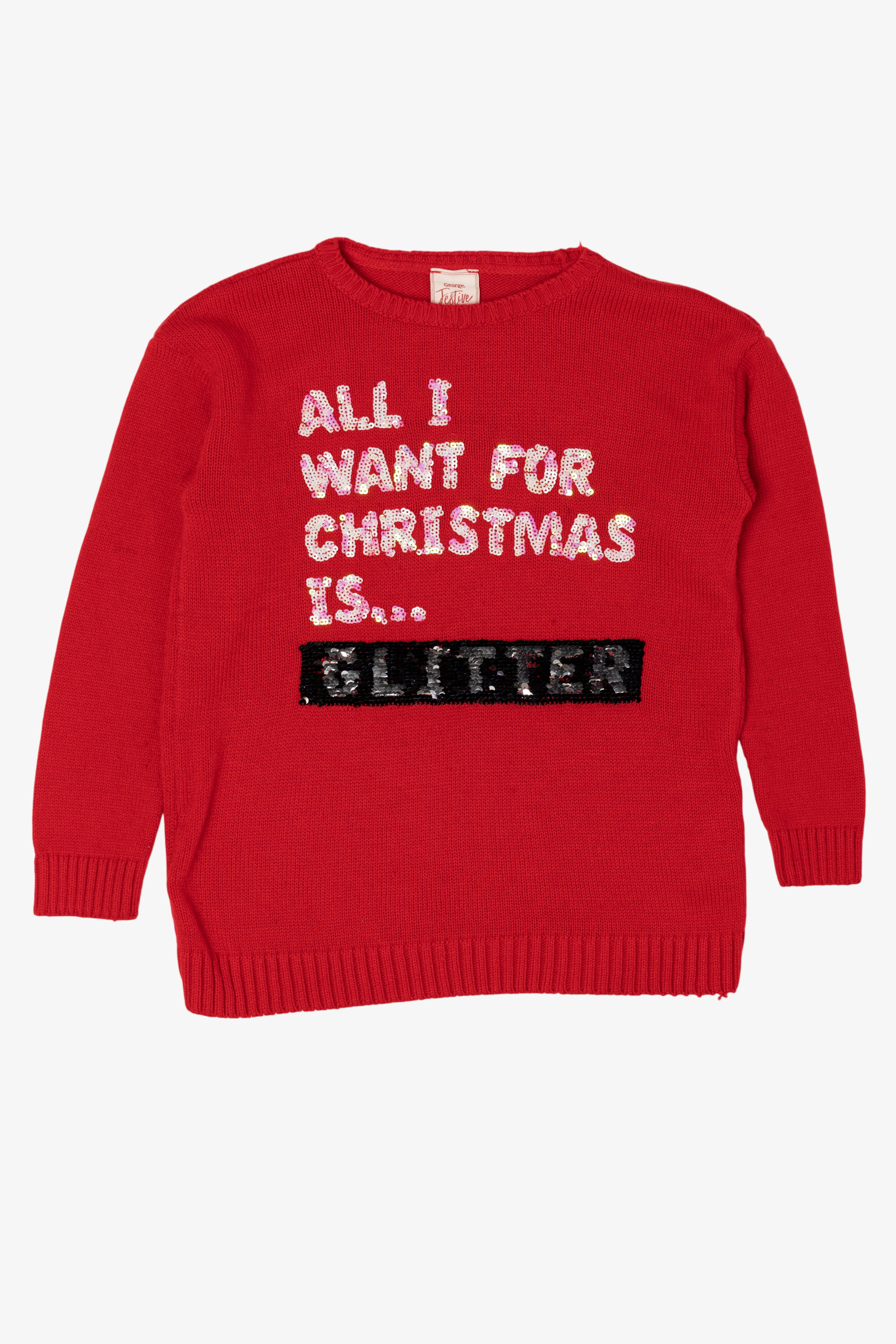 Kids Red "All I Want For Christmas Is..." Ugly Christmas Pullover (2020s)