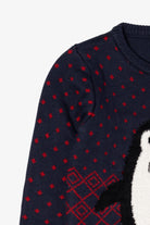 Kids Navy Blue Penguin Ugly Christmas Pullover (2010s)