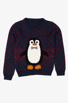 Kids Navy Blue Penguin Ugly Christmas Pullover (2010s)