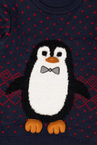 Kids Navy Blue Penguin Ugly Christmas Pullover (2010s)