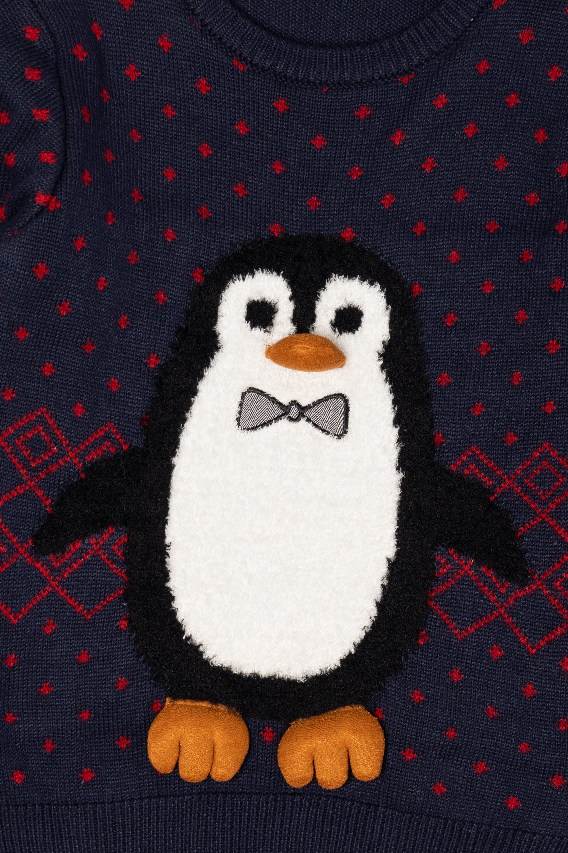 Kids Navy Blue Penguin Ugly Christmas Pullover (2010s)