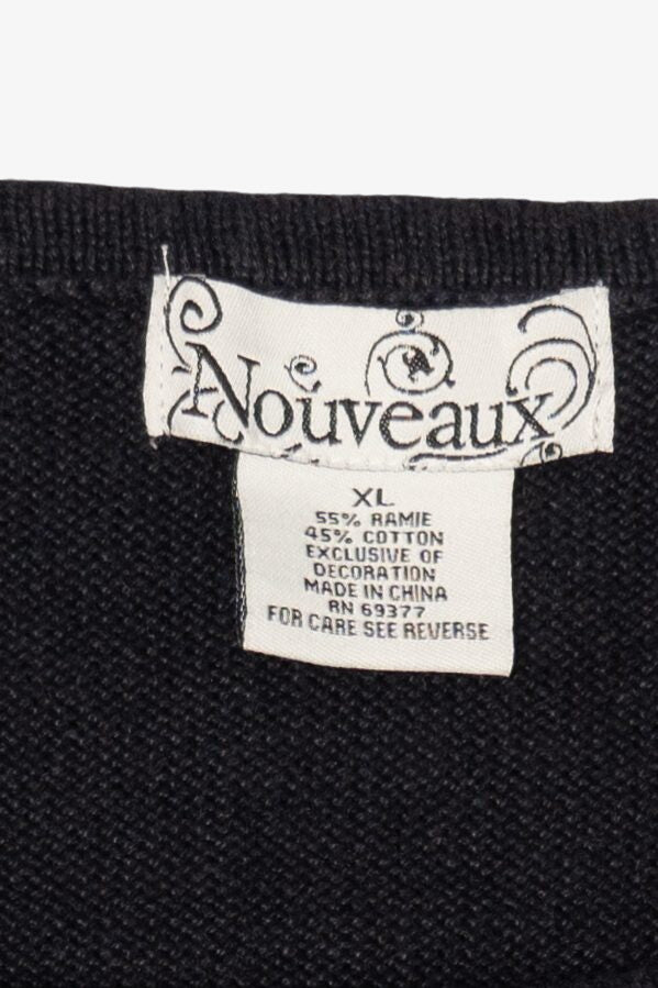 Vintage Black Nouveaux Santa Ugly Christmas Pullover (2000s)