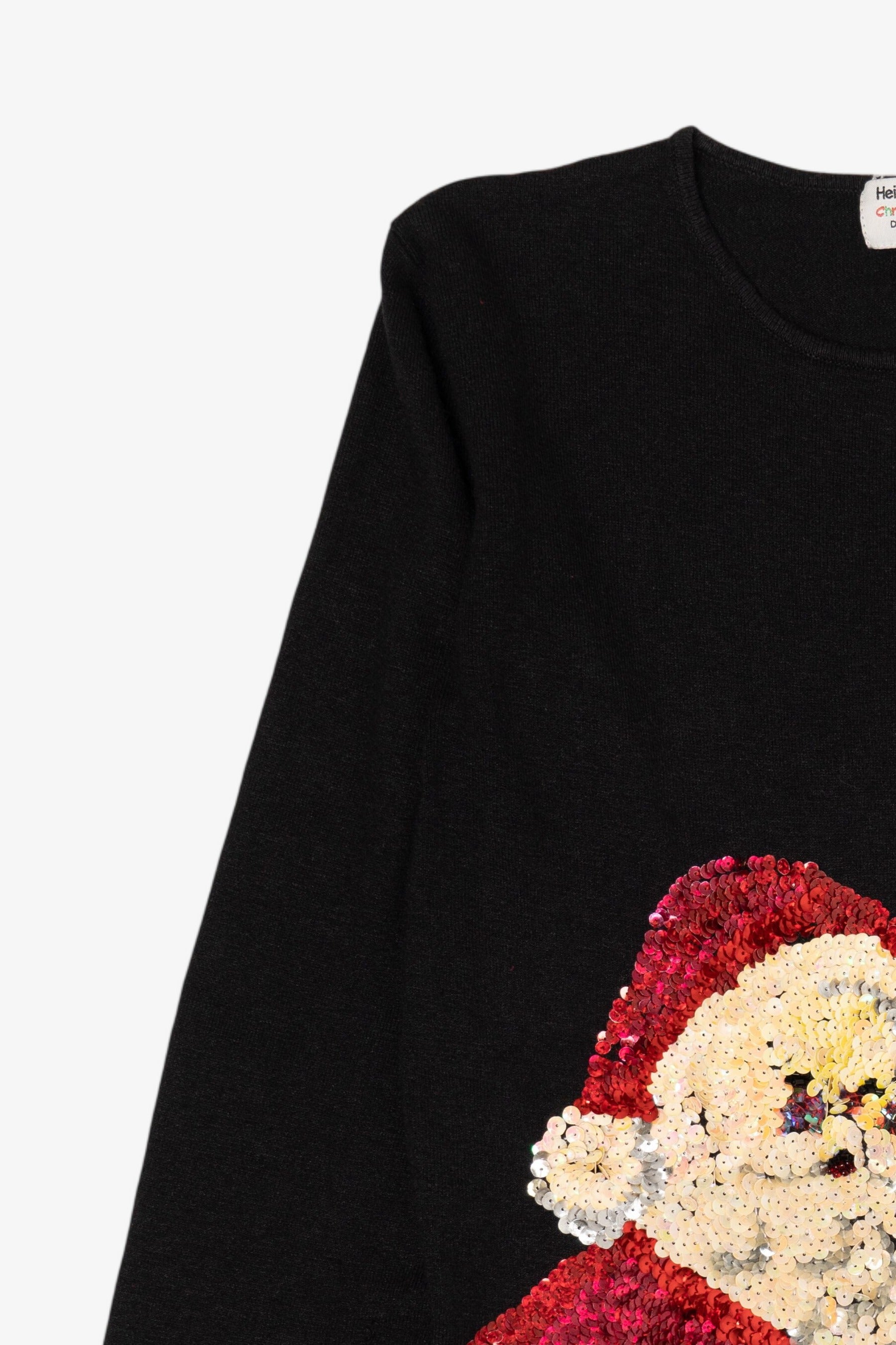 Vintage Black Heirloom Collectible Sequin Santa Ugly Christmas Pullover (2000s)