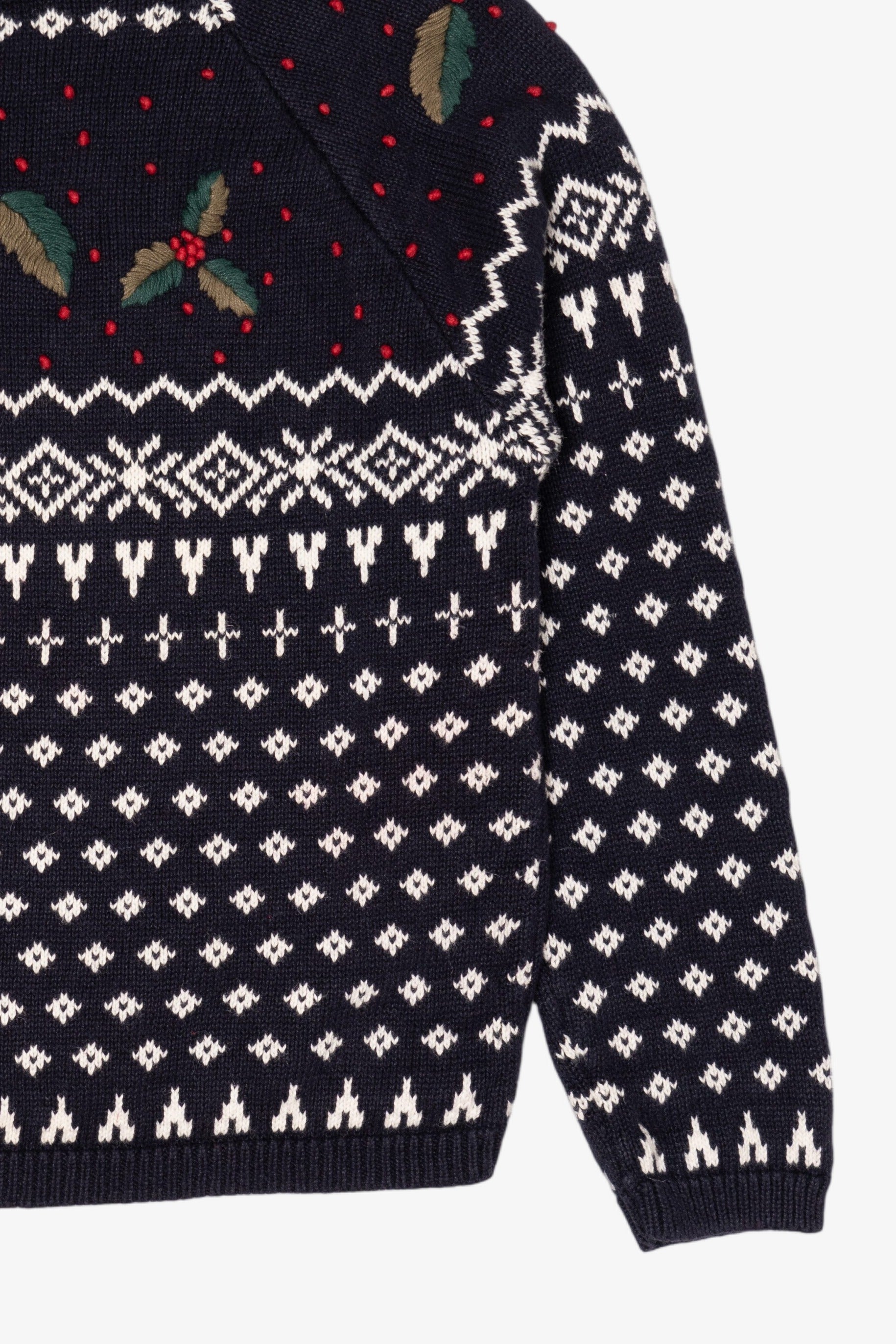 Vintage Navy Blue Dressbarn Holly Ugly Christmas Pullover (1990s)