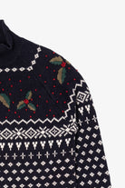 Vintage Navy Blue Dressbarn Holly Ugly Christmas Pullover (1990s)