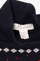 Vintage Navy Blue Dressbarn Holly Ugly Christmas Pullover (1990s)