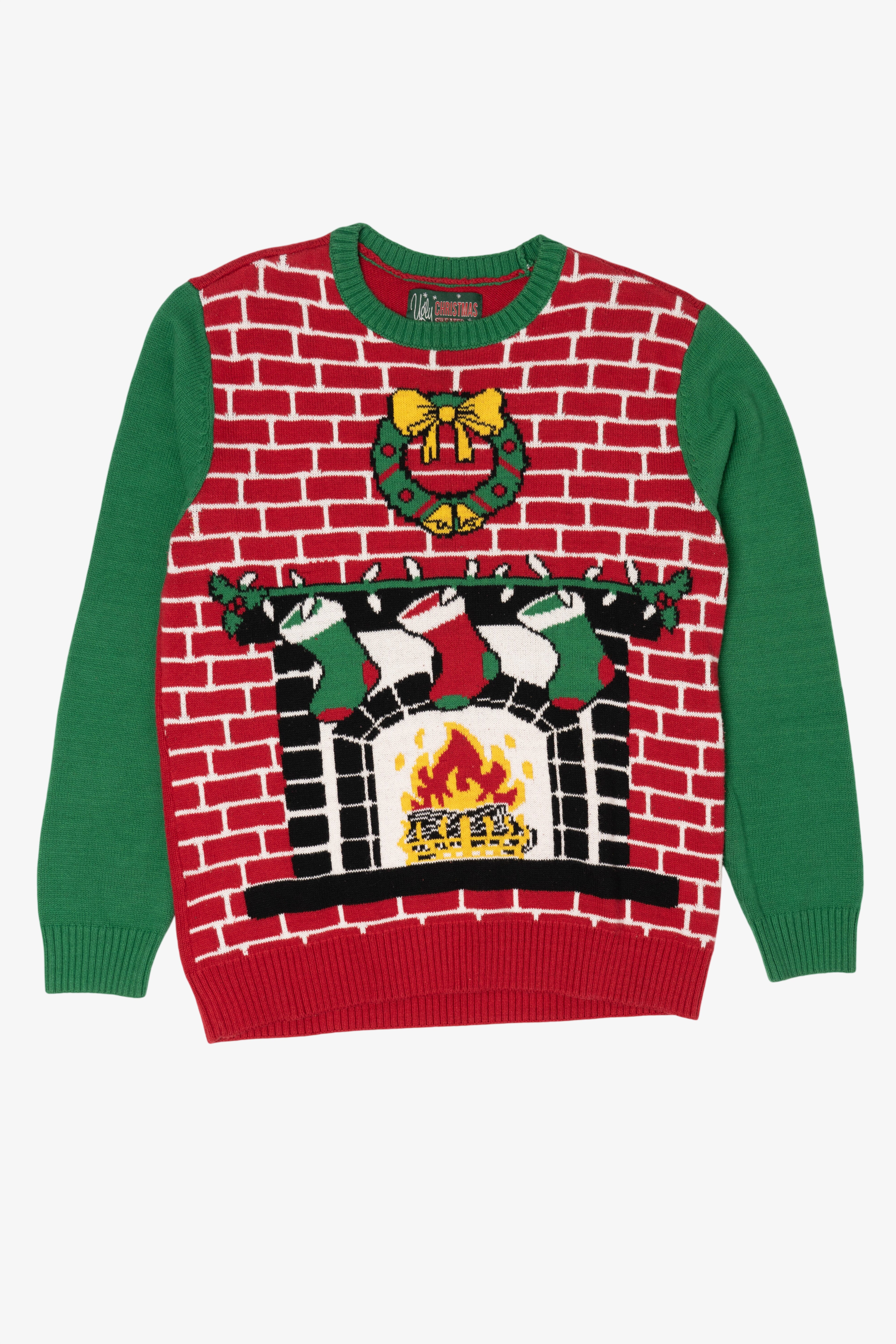 Stocking On Fireplace Ugly Christmas Pullover (2010s)