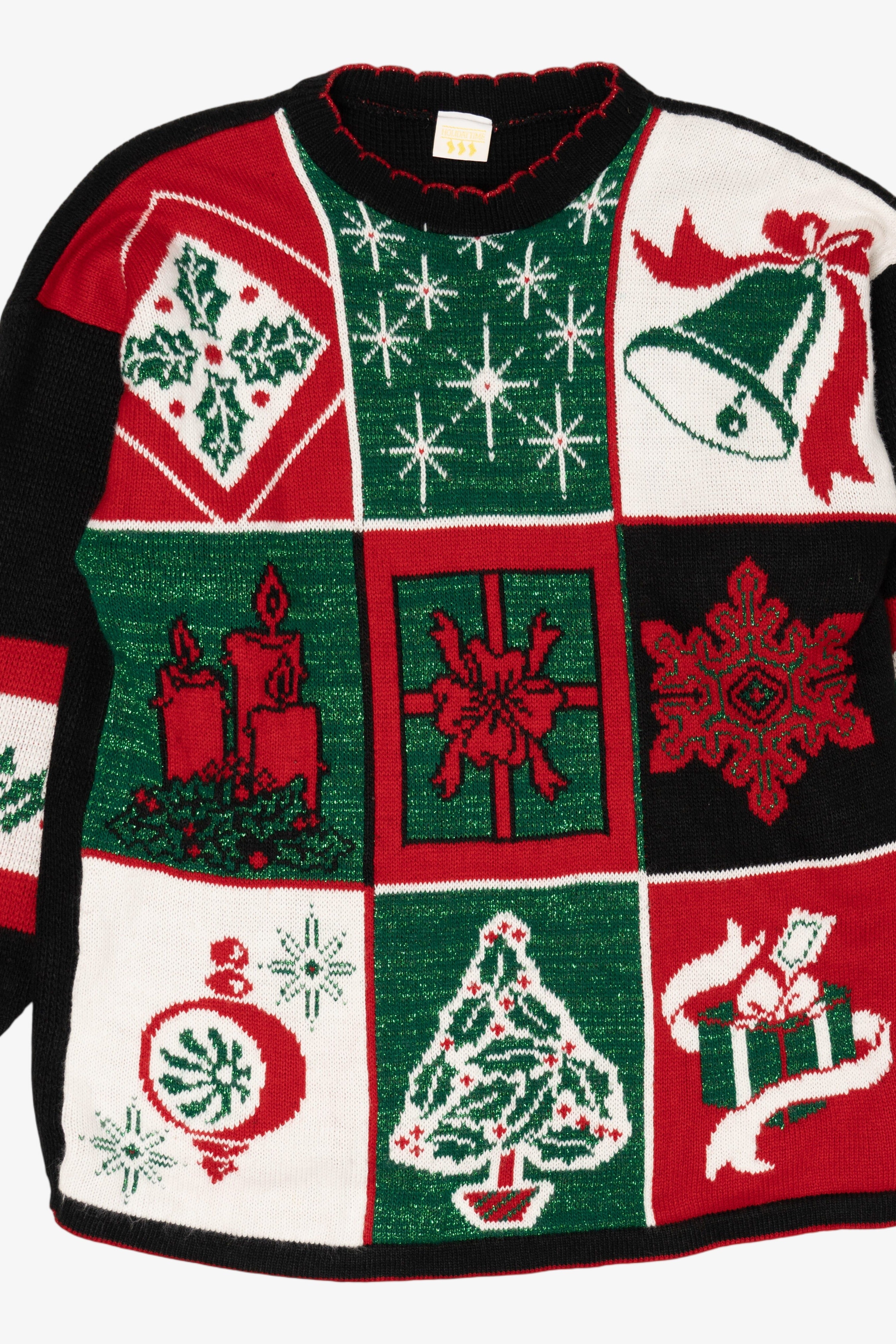 Vintage Black Holiday Time Ugly Christmas Pullover (1980s)