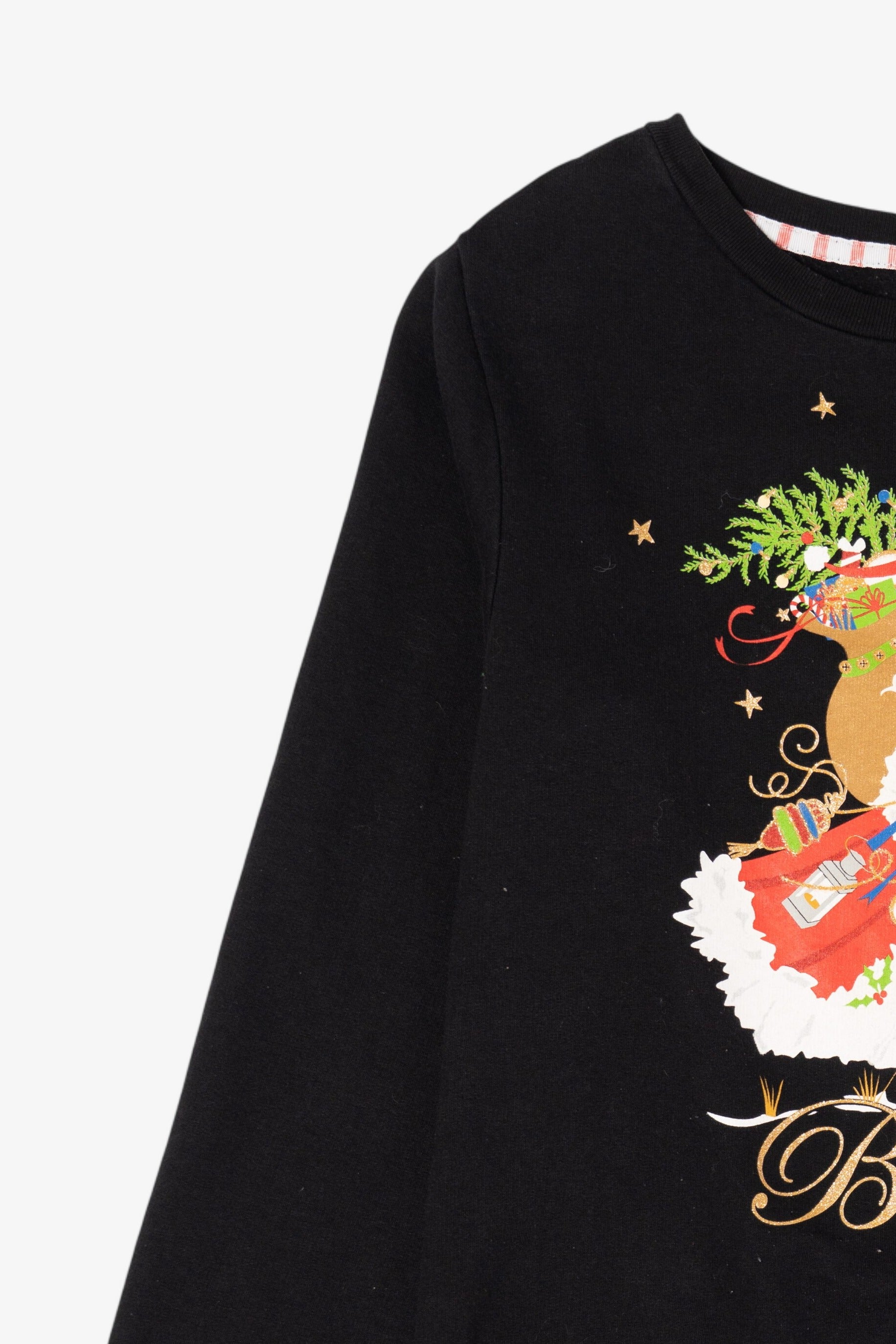 Black Holiday Time Santa "Believe" Ugly Christmas Sweatshirt (2010s)