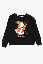 Black Holiday Time Santa "Believe" Ugly Christmas Sweatshirt (2010s)