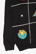 Vintage Black Trimmings Stars Ugly Christmas Pullover (1990s)