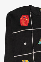 Vintage Black Trimmings Stars Ugly Christmas Pullover (1990s)
