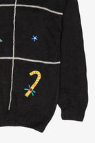 Vintage Black Trimmings Stars Ugly Christmas Pullover (1990s)