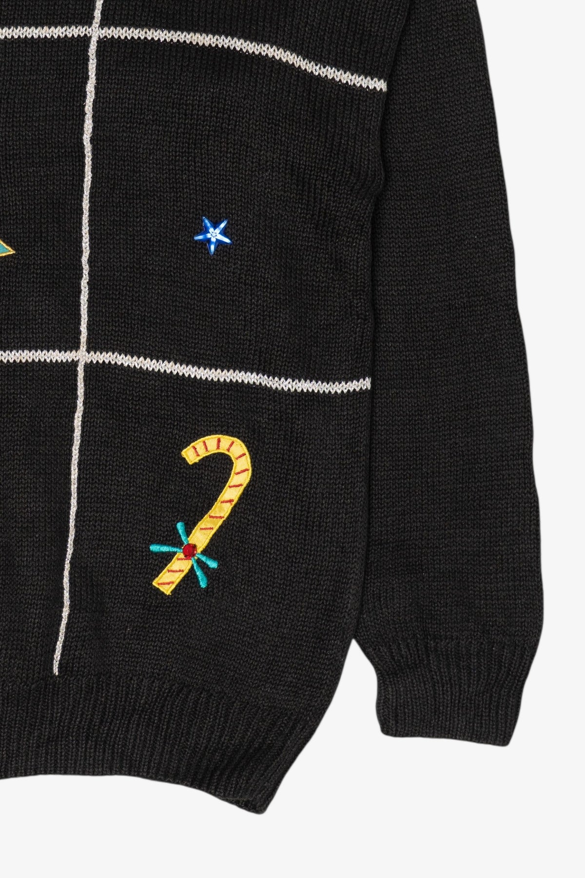 Vintage Black Trimmings Stars Ugly Christmas Pullover (1990s)