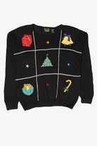 Vintage Black Trimmings Stars Ugly Christmas Pullover (1990s)