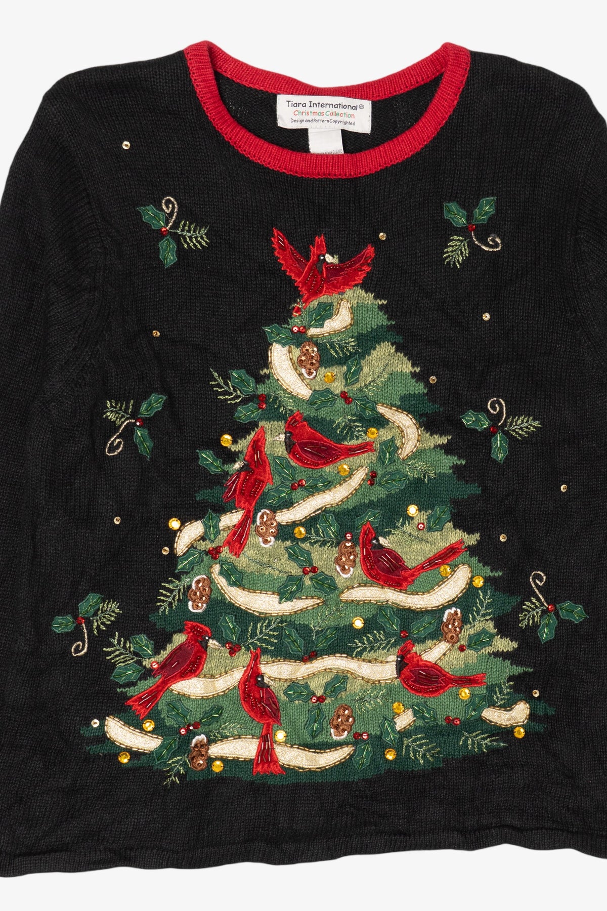 Vintage Black Tiara International Cardinals In Tree Ugly Christmas Pullover (2000s)