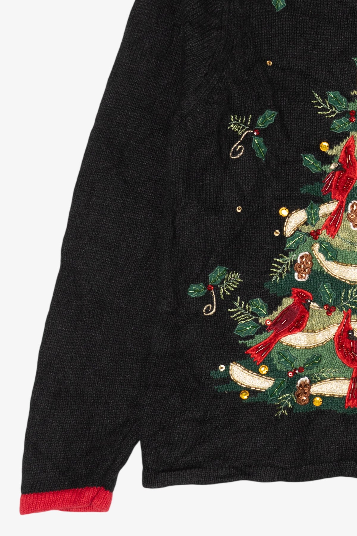 Vintage Black Tiara International Cardinals In Tree Ugly Christmas Pullover (2000s)