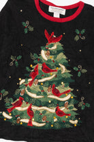 Vintage Black Tiara International Cardinals In Tree Ugly Christmas Pullover (2000s)
