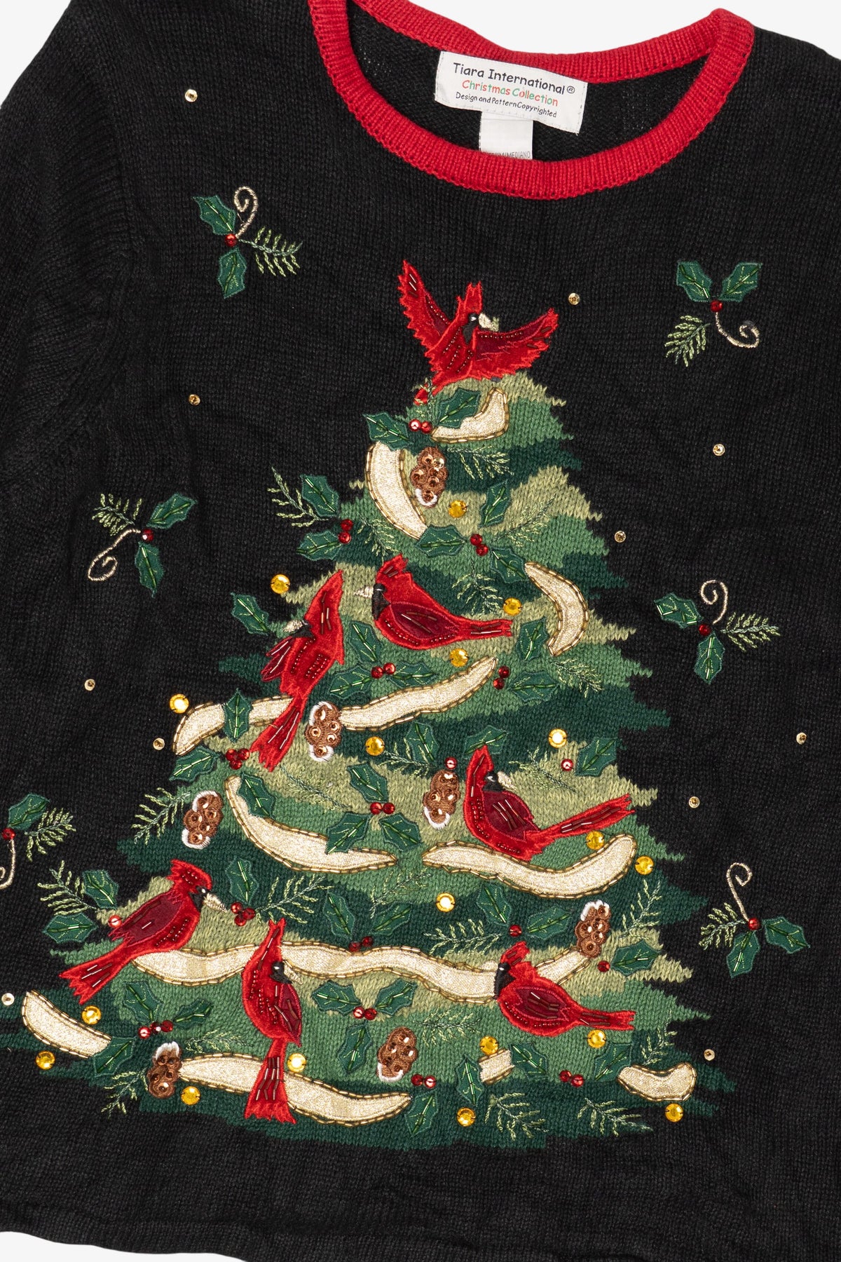 Vintage Black Tiara International Cardinals In Tree Ugly Christmas Pullover (2000s)