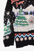 Vintage Black Nutcracker "Seasons Greeting" Winter Cabin Ugly Christmas Sweatshirt (1980s)